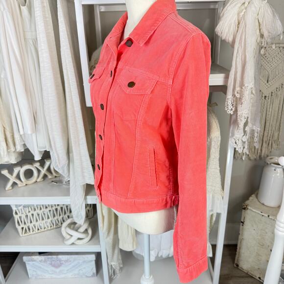 Gap medium coral pink corduroy jacket, classic, fun, preppy, feminine, #3975 - Picture 4 of 11